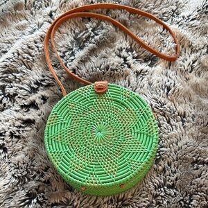 Green Woven Crossbody Bag